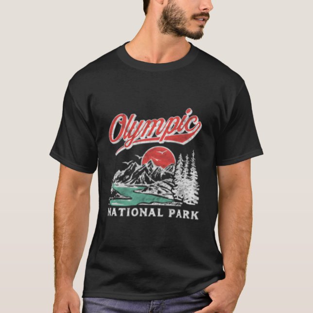 Olympischer Nationalpark 80er Jahre Gebirge gestör T-Shirt (Vorderseite)
