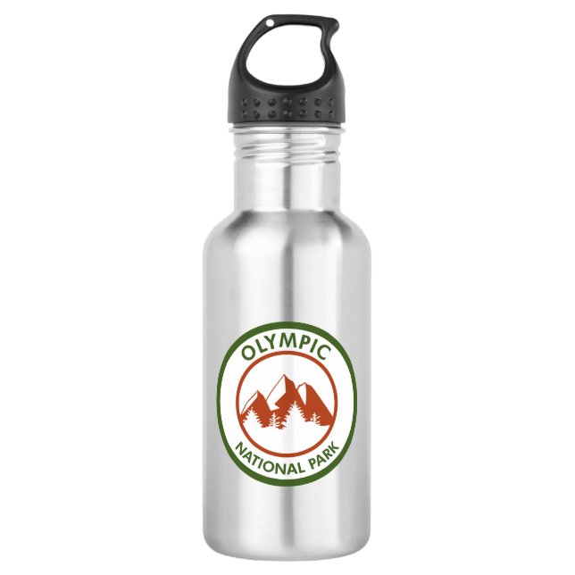 Olympischer Nationalpark Edelstahlflasche (Vorderseite)