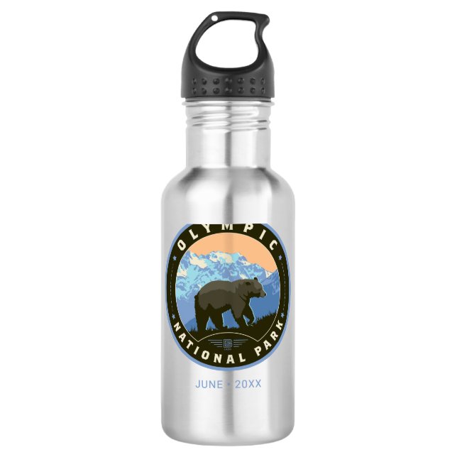 Olympischer Nationalpark Edelstahlflasche (Vorderseite)