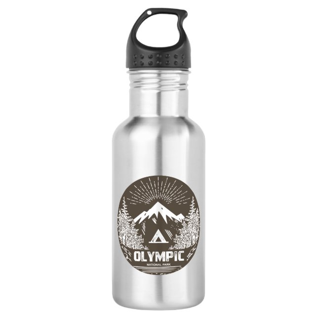Olympischer Nationalpark Edelstahlflasche (Vorderseite)