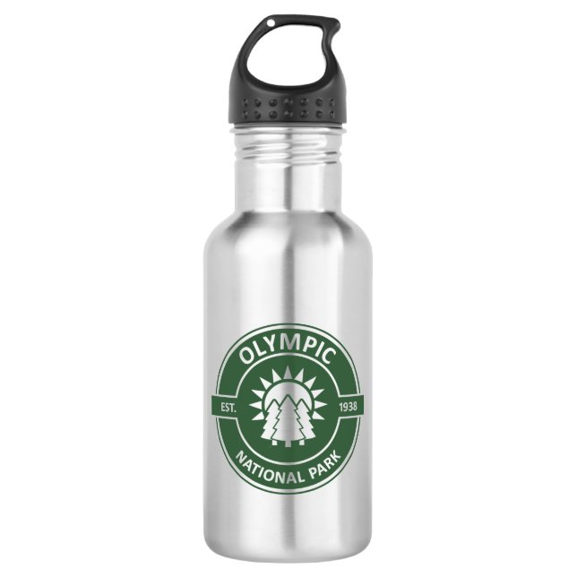 Olympischer Nationalpark Edelstahlflasche (Vorderseite)