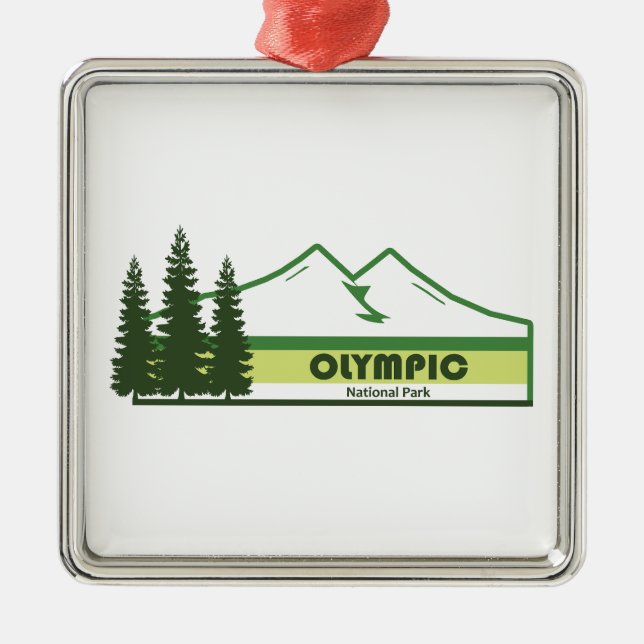 Olympischer Nationalpark Grüne Streifen Ornament Aus Metall (Vorne)