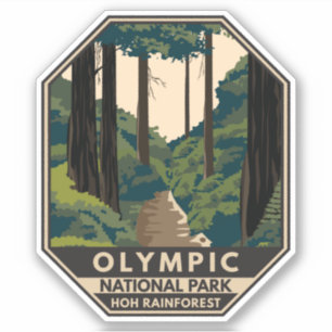 Olympischer Nationalpark Hoch Regenwald Vintag Aufkleber