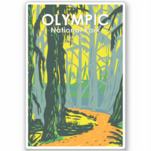Olympischer Nationalpark Hoch Regenwald Vintag Aufkleber