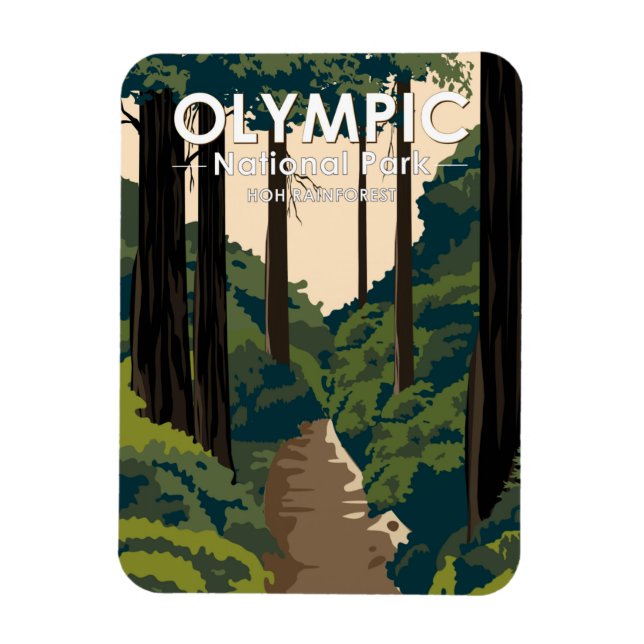 Olympischer Nationalpark Hoch Regenwald Vintag Magnet (Vertikal)