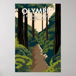 Olympischer Nationalpark Hoch Regenwald Vintag Poster