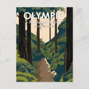 Olympischer Nationalpark Hoch Regenwald Vintag Postkarte