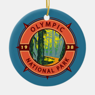 Olympischer Nationalpark Hoh Rainforest Retro Komp Keramik Ornament