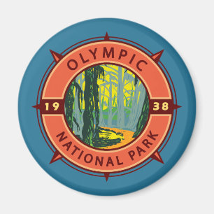 Olympischer Nationalpark Hoh Rainforest Retro Komp Magnet