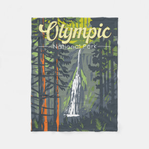 Olympischer Nationalpark Illustration Retro Fleecedecke