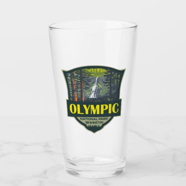 Olympischer Nationalpark Illustration Retro Glas (Vorderseite)