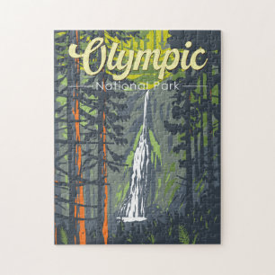Olympischer Nationalpark Illustration Retro Puzzle