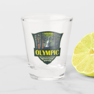 Olympischer Nationalpark Illustration Retro Schnapsglas