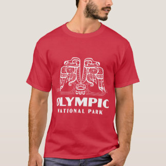 Olympischer Nationalpark Retro Bird Wordmark White T-Shirt