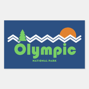 Olympischer Nationalpark Retro Rechteckiger Aufkleber