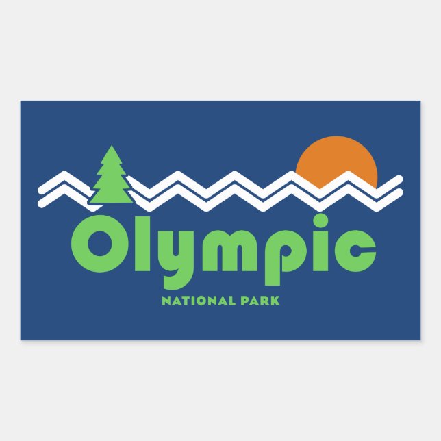 Olympischer Nationalpark Retro Rechteckiger Aufkleber (Vorderseite)