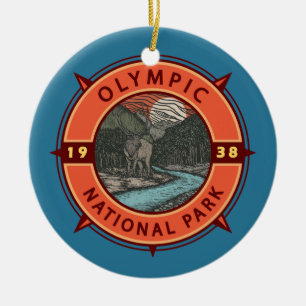 Olympischer Nationalpark Roosevelt Elk Retro Compa Keramik Ornament
