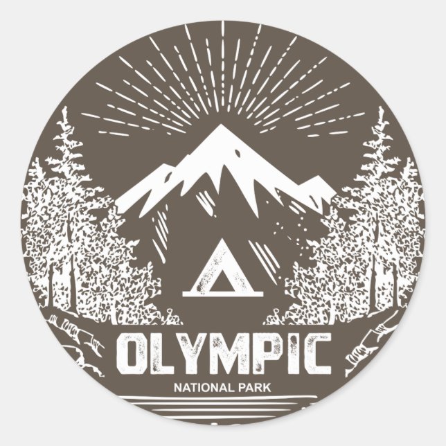 Olympischer Nationalpark Runder Aufkleber (Vorderseite)