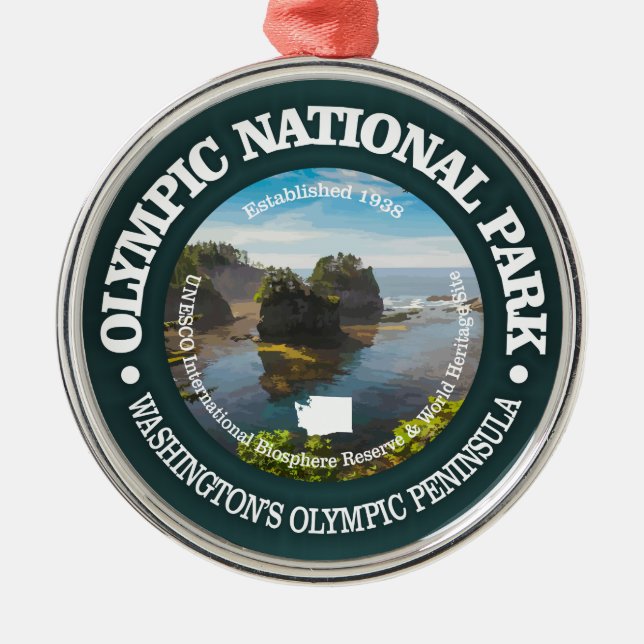 Olympischer Nationalpark Silbernes Ornament (Vorne)