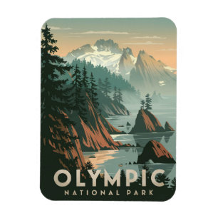 Olympischer Nationalpark Vintag Magnet