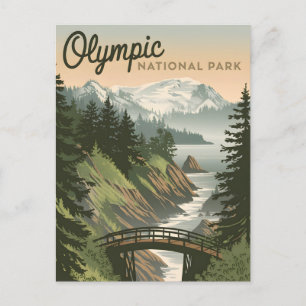 Olympischer Nationalpark Vintag Postkarte