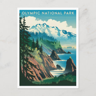 Olympischer Nationalpark Vintag Postkarte