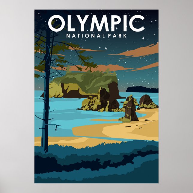 Olympischer Nationalpark Vintage Reiseplakat Poster (Vorne)