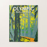 Olympischer Nationalpark Washington Hoh Rainforest Puzzle<br><div class="desc">Olympisches Vektordesign. Der Park erstreckt sich über verschiedene Ökosysteme,  von den dramatischen Gipfeln der olympischen Berge bis hin zu den alten Wäldern.</div>
