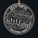 Olympischer Nationalpark Washington Monoline Keramik Ornament<br><div class="desc">Olympisches Vektordesign. Der Park erstreckt sich über verschiedene Ökosysteme,  von den dramatischen Gipfeln der olympischen Berge bis hin zu den alten Wäldern.</div>