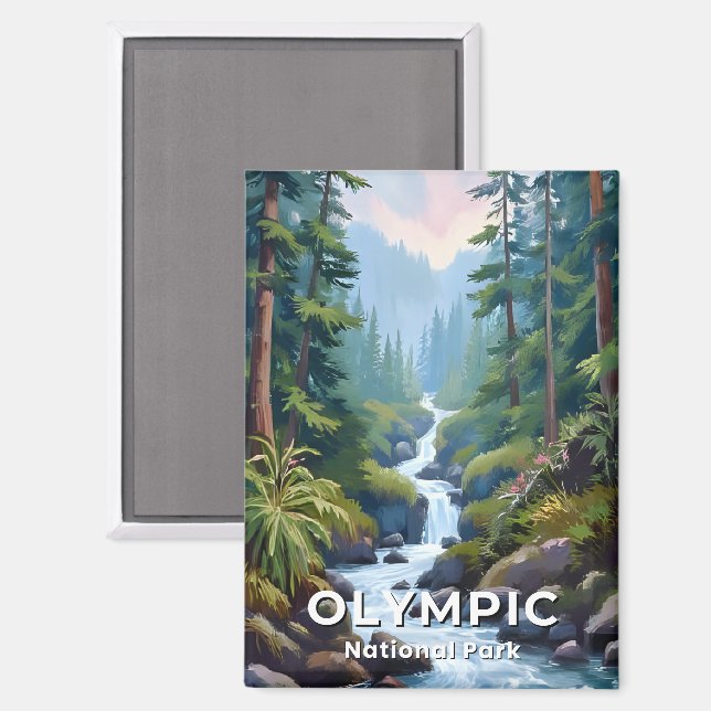 Olympischer Nationalpark | Washington Travel Art Magnet (Vorderseite/Rückseite)