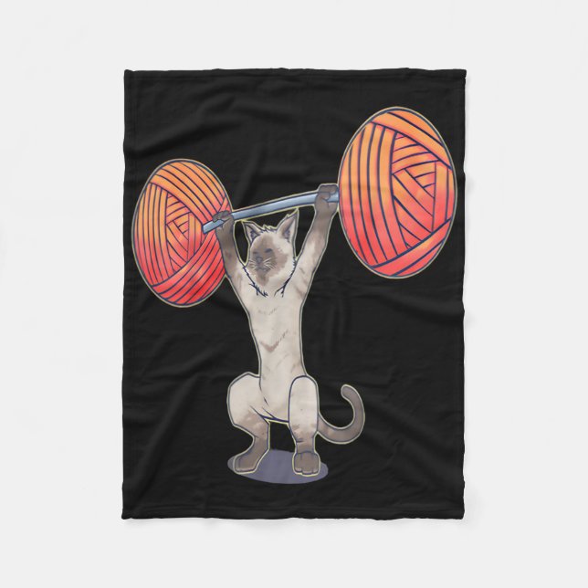 Olympischer Schnaps Siamese Katze Weightlift Bodyb Fleecedecke (Vorderseite)