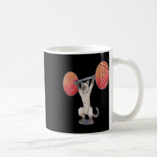 Olympischer Schnaps Siamese Katze Weightlift Bodyb Kaffeetasse (Rechts)