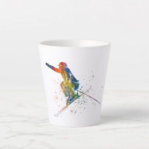 Olympischer Skiwettbewerb in Aquarell Milchtasse