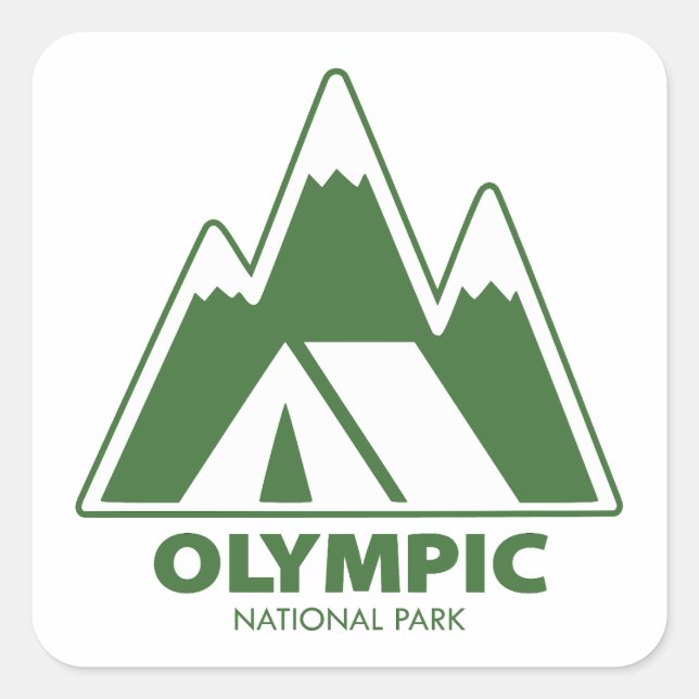 Olympisches Nationalpark-Camping Quadratischer Aufkleber (Vorderseite)