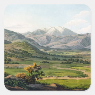 Olympus-Berg, wie zwischen Larissa und Baba gesehe Quadratischer Aufkleber