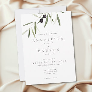 Ölzweig-Aquarell-Elegante-Minimalistische-Hochzeit Einladung