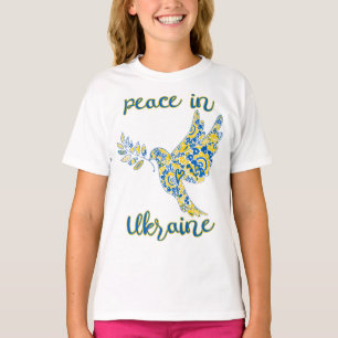 Ölzweig Taube des Friedens ukrainische Flaggenfarb T-Shirt