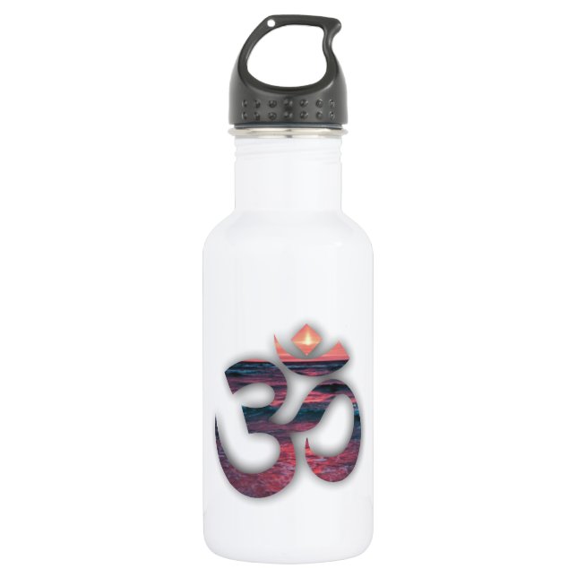 OM am Ozean Yoga Edelstahlflasche (Vorderseite)