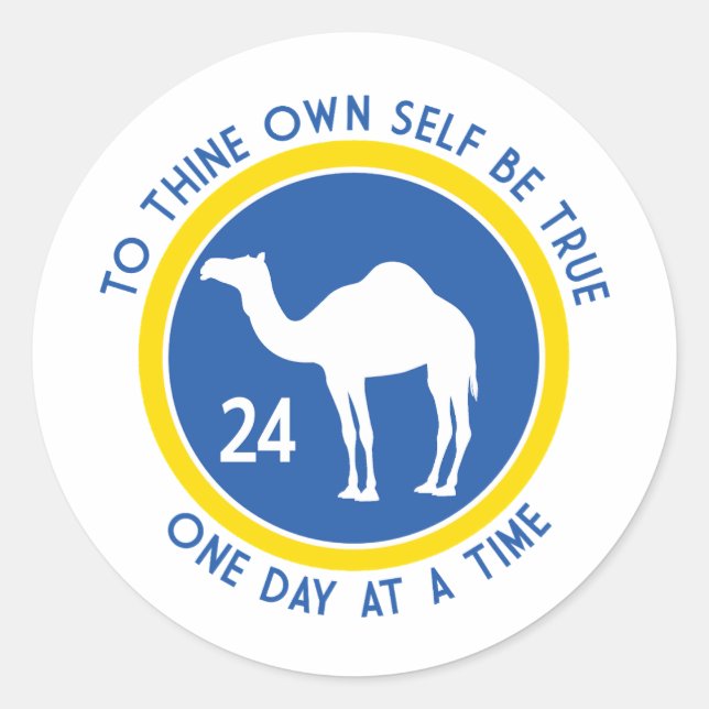 OM an sich selbst sind wahre Camel 24 Stunden YB Runder Aufkleber (Vorderseite)