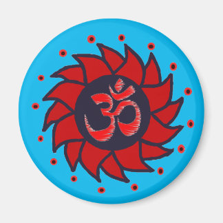 Om and Red Pinwheel - Yoga Magnete