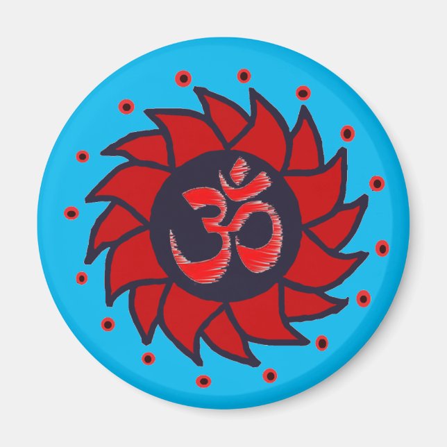 Om and Red Pinwheel - Yoga Magnete (Vorne)