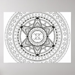 Om Black and White Mandala Adult Coloring Poster