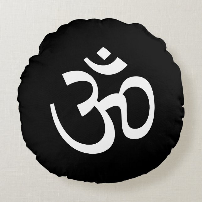 Om Black Pillow Rundes Kissen (Vorderseite)
