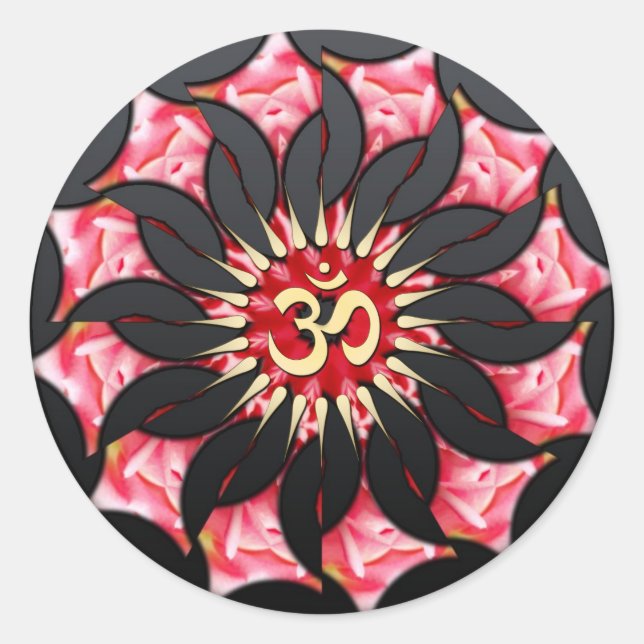Om Black Rose Spirituelle Art Sticker (Vorderseite)