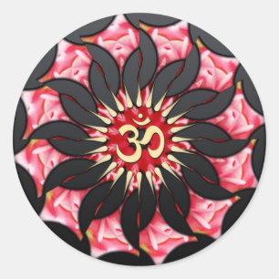 Om Black Rose Spirituelle Art Sticker