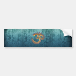OM Blauer Golddampfer aus Messing Asien Yoga Spiri Autoaufkleber