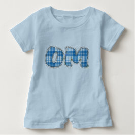 Om - Blue Kariert - Baby Yoga Bekleidung Strampler