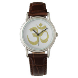 Om Buddhistisches Symbol Golden Paste Uhr 1