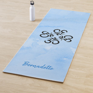 Om Compass Rose, Blue Watercolor, Om-Symbol Yogamatte