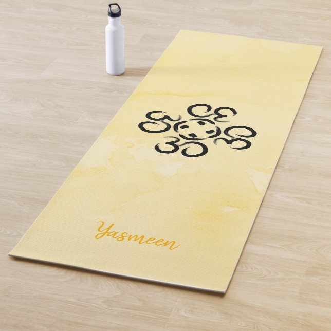 Om Compass Rose, Gelb Wasserfarbe, Ohm Übung Yogamatte (Beispiel)